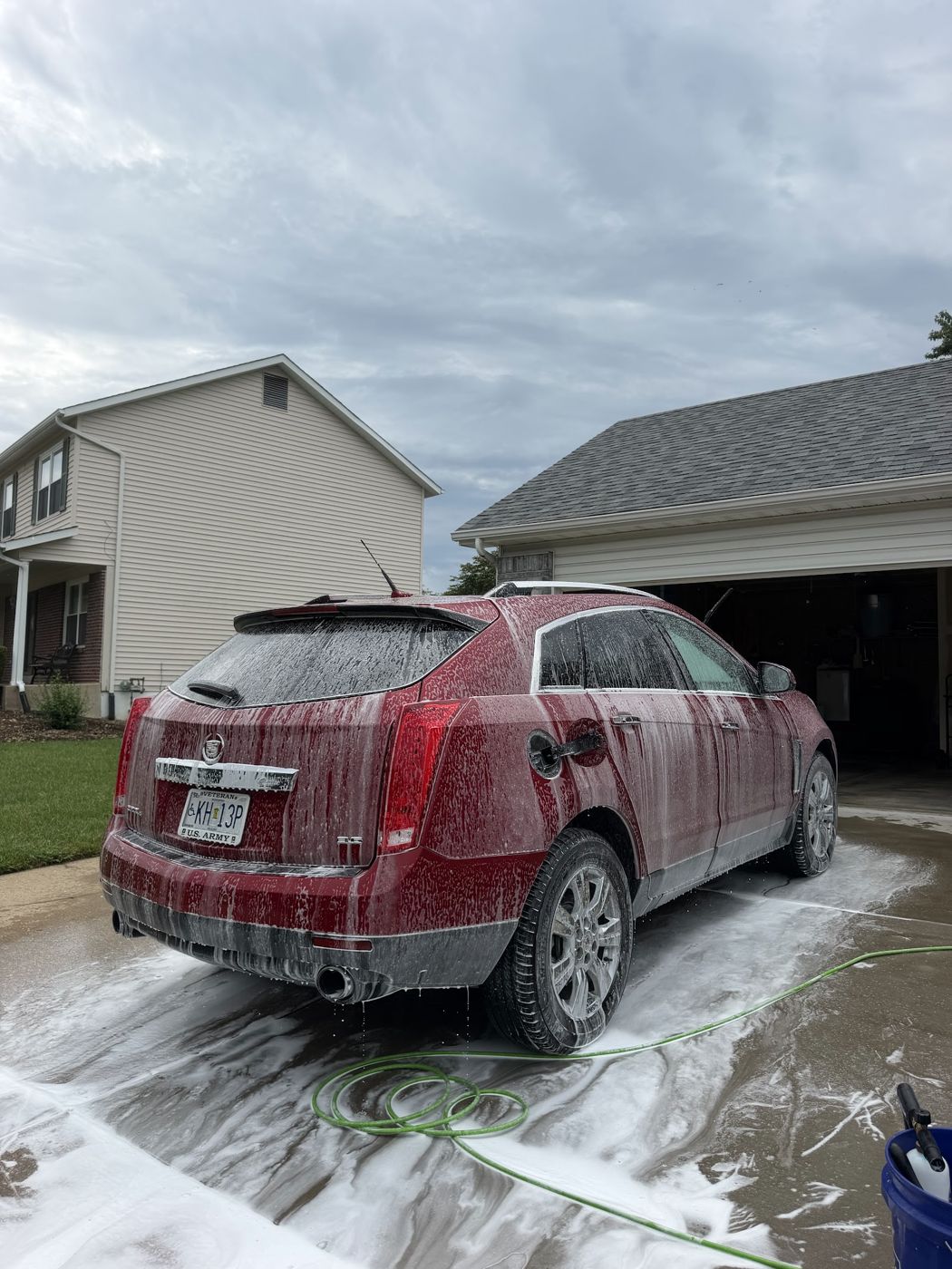 SUV under a foam bath